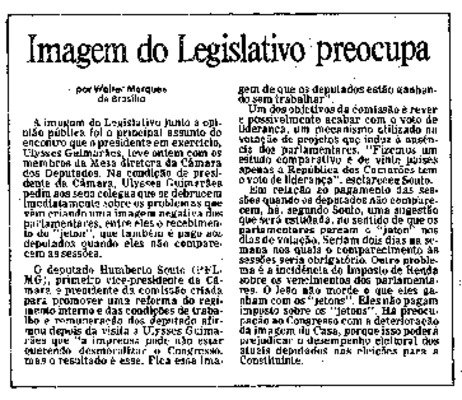 <BR>Data: 14/08/1985<BR>Fonte: Gazeta Mercantil, São Paulo, p. 6, 14/08/ de 1985<BR>Endereço para citar este documento: -www2.senado.leg.br/bdsf/item/id/109888->www2.senado.leg.br/bdsf/item/id/109888