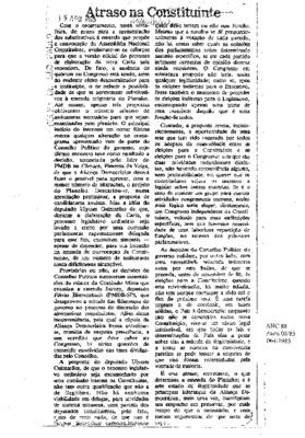 <BR>Data: 16/08/1985<BR>Fonte: Folha de São Paulo, São Paulo, p. 2, 16/08/ de 1985<BR>Endereço para citar este documento: -www2.senado.leg.br/bdsf/item/id/109882->www2.senado.leg.br/bdsf/item/id/109882