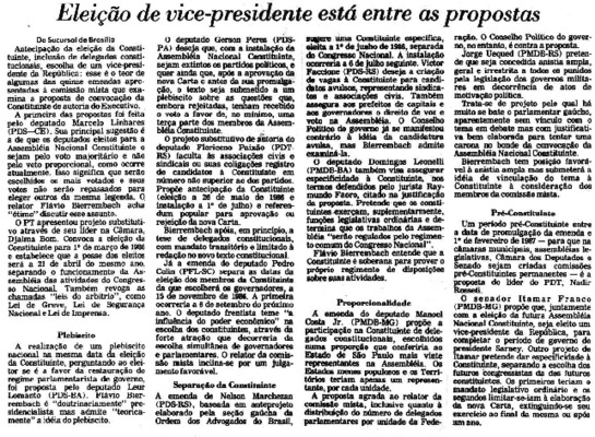 <BR>Data: 17/08/1985<BR>Fonte: Folha de São Paulo, São Paulo, 17/08/ de 1985<BR>Endereço para citar este documento: -www2.senado.leg.br/bdsf/item/id/109531->www2.senado.leg.br/bdsf/item/id/109531