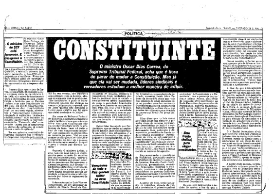 <BR>Data: 19/08/1985<BR>Fonte: Jornal da Tarde, São Paulo, nº 6049, p. 10, 19/08 de 1985<BR>Endereço para citar este documento: -www2.senado.leg.br/bdsf/item/id/109918->www2.senado.leg.br/bdsf/item/id/109918