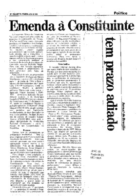 <BR>Data: 21/08/1985<BR>Fonte: Jornal de Brasília, Brasília, nº 3877, p. 2, 21/08/ de 1985<BR>Endereço para citar este documento: -www2.senado.leg.br/bdsf/item/id/109760->www2.senado.leg.br/bdsf/item/id/109760