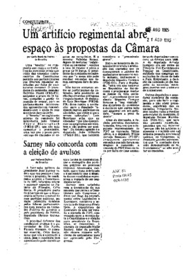 <BR>Data: 21/08/1985<BR>Fonte: Gazeta Mercantil, São Paulo, 21/08/ de 1985<BR>Endereço para citar este documento: -www2.senado.leg.br/bdsf/item/id/109245->www2.senado.leg.br/bdsf/item/id/109245