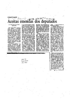 <BR>Data: 22/08/1985<BR>Fonte: Gazeta Mercantil, São Paulo, 22/08/ de 1985<BR>Endereço para citar este documento: ->www2.senado.leg.br/bdsf/item/id/109913