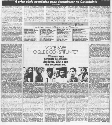 <BR>Data: 29/08/1985<BR>Fonte: Jornal da Tarde, São Paulo, nº 6058, 29/08 de 1985<BR>Endereço para citar este documento: -www2.senado.leg.br/bdsf/item/id/109137->www2.senado.leg.br/bdsf/item/id/109137