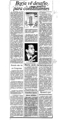 <BR>Data: 05/09/1985<BR>Fonte: Correio Braziliense, Brasília, nº 8192, 05/09/ de 1985<BR>Endereço para citar este documento: ->www2.senado.leg.br/bdsf/item/id/109041