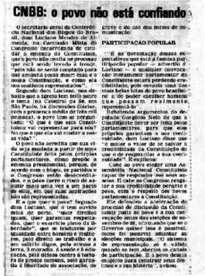 <BR>Data: 11/09/1985<BR>Fonte: Correio Braziliense, Brasília, nº 8198, p. 2, 11/09/ de 1985<BR>Endereço para citar este documento: -www2.senado.leg.br/bdsf/item/id/110170->www2.senado.leg.br/bdsf/item/id/110170