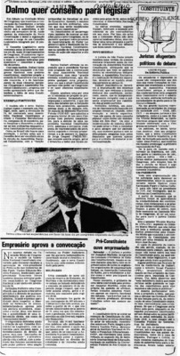 <BR>Data: 25/09/1985<BR>Fonte: Correio Braziliense, Brasília, nº 8212, p. 3, 25/09/ de 1985<BR>Endereço para citar este documento: -www2.senado.leg.br/bdsf/item/id/110186->www2.senado.leg.br/bdsf/item/id/110186