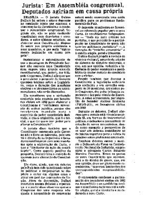 <BR>Data: 25/09/1985<BR>Fonte: O Globo, Rio de Janeiro, p. 3, 25/09/ de 1985<BR>Endereço para citar este documento: -www2.senado.leg.br/bdsf/item/id/110703->www2.senado.leg.br/bdsf/item/id/110703