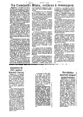 <BR>Data: 28/09/1985<BR>Fonte: O Globo, Rio de Janeiro, 28/09/ de 1985<BR>Endereço para citar este documento: -www2.senado.leg.br/bdsf/item/id/110167->www2.senado.leg.br/bdsf/item/id/110167