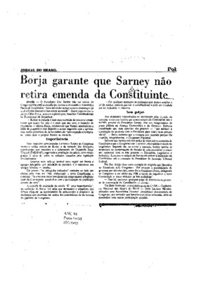 <BR>Data: 28/09/1985<BR>Fonte: Jornal do Brasil, Rio de Janeiro, 28/09/ de 1985<BR>Endereço para citar este documento: ->www2.senado.leg.br/bdsf/item/id/110165