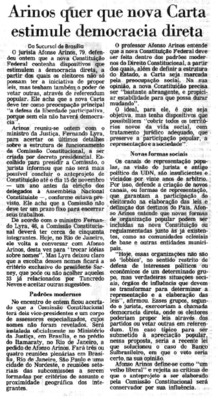 <BR>Data: 14/06/1985<BR>Fonte: Folha de São Paulo, São Paulo, p. 7, 14/06/ de 1985<BR>Endereço para citar este documento: -www2.senado.leg.br/bdsf/item/id/110557->www2.senado.leg.br/bdsf/item/id/110557