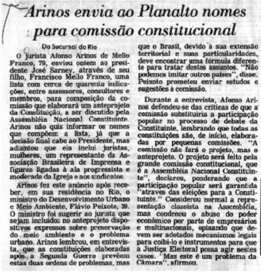 <BR>Data: 25/06/1985<BR>Fonte: Jornal de Brasília, Brasília, nº 3828, p. 3, 25/06/ de 1985<BR>Endereço para citar este documento: -www2.senado.leg.br/bdsf/item/id/110339->www2.senado.leg.br/bdsf/item/id/110339