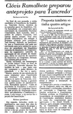 <BR>Data: 26/06/1985<BR>Fonte: Folha de São Paulo, São Paulo, p. 5, 26/06/ de 1985<BR>Endereço para citar este documento: -www2.senado.leg.br/bdsf/item/id/110543->www2.senado.leg.br/bdsf/item/id/110543