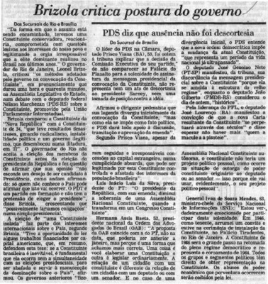 <BR>Data: 29/06/1985<BR>Fonte: Folha de São Paulo, São Paulo, p. 6, 29/06/ de 1985<BR>Endereço para citar este documento: -www2.senado.leg.br/bdsf/item/id/110453->www2.senado.leg.br/bdsf/item/id/110453