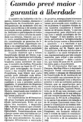 <BR>Data: 29/06/1985<BR>Fonte: O Estado de São Paulo, São Paulo, p. 4, 29/06/ de 1985<BR>Endereço para citar este documento: ->www2.senado.leg.br/bdsf/item/id/110610