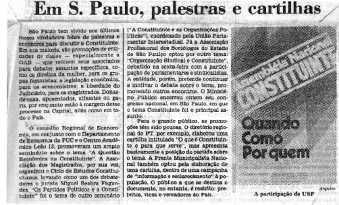 <BR>Data: 30/06/1985<BR>Fonte: O Estado de São Paulo, São Paulo, p. 4, 30/06/ de 1985<BR>Endereço para citar este documento: -www2.senado.leg.br/bdsf/item/id/110445->www2.senado.leg.br/bdsf/item/id/110445