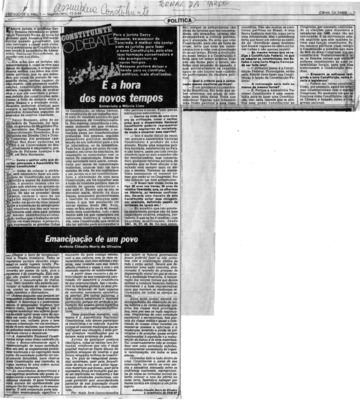 <BR>Data: 11/03/1985<BR>Fonte: Jornal da Tarde, São Paulo, nº 5913, p. 7, 11/03 de 1985<BR>Endereço para citar este documento: ->www2.senado.leg.br/bdsf/item/id/109595