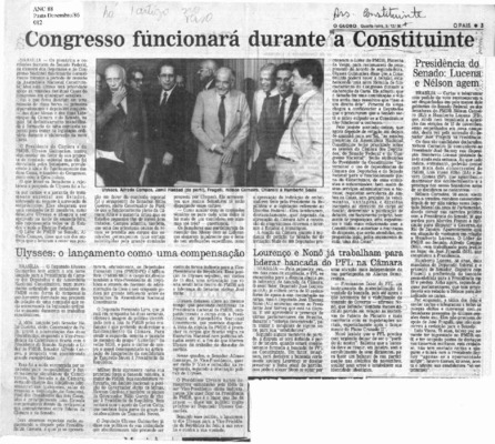 <BR>Data: 03/12/1986<BR>Fonte: O Globo, Rio de Janeiro, p. 3, 03/12/ de 1986<BR>Endereço para citar este documento: -www2.senado.leg.br/bdsf/item/id/117429->www2.senado.leg.br/bdsf/item/id/117429