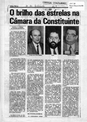 <BR>Data: 07/12/1986<BR>Fonte: Correio Braziliense, Brasília, nº 8645, p. 5, 07/12/ de 1986<BR>Endereço para citar este documento: -www2.senado.leg.br/bdsf/item/id/117606->www2.senado.leg.br/bdsf/item/id/117606