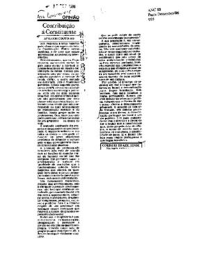 <BR>Data: 13/12/1986<BR>Fonte: Correio Braziliense, Brasília, nº 8651, p. 4, 13/12/ de 1986<BR>Endereço para citar este documento: -www2.senado.leg.br/bdsf/item/id/117219->www2.senado.leg.br/bdsf/item/id/117219