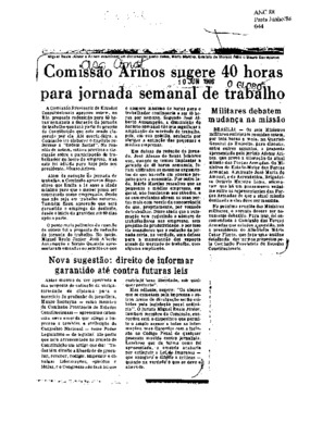 <BR>Data: 10/06/1986<BR>Fonte: O globo, Rio de Janeiro, 10/06/ de 1986<BR>Endereço para citar este documento: -www2.senado.leg.br/bdsf/item/id/114657->www2.senado.leg.br/bdsf/item/id/114657