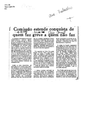 <BR>Data: 11/06/1986<BR>Fonte: O Globo, Rio de Janeiro, 11/06/ de 1986<BR>Endereço para citar este documento: -www2.senado.leg.br/bdsf/item/id/115431->www2.senado.leg.br/bdsf/item/id/115431