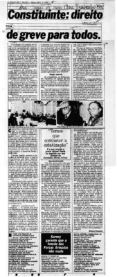 <BR>Data: 11/06/1986<BR>Fonte: Jornal da Tarde, São Paulo, nº 6298, p. 5, 11/06 de 1986<BR>Endereço para citar este documento: -www2.senado.leg.br/bdsf/item/id/115433->www2.senado.leg.br/bdsf/item/id/115433