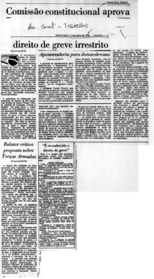 <BR>Data: 11/06/1986<BR>Fonte: Folha de São Paulo, São Paulo, p. 5, 11/06/ de 1986<BR>Endereço para citar este documento: -www2.senado.leg.br/bdsf/item/id/115251->www2.senado.leg.br/bdsf/item/id/115251