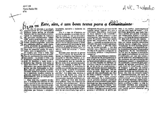 <BR>Data: 13/06/1986<BR>Fonte: O Estado de São Paulo, São Paulo, p. 3, 13/06/ de 1986<BR>Endereço para citar este documento: -www2.senado.leg.br/bdsf/item/id/115437->www2.senado.leg.br/bdsf/item/id/115437