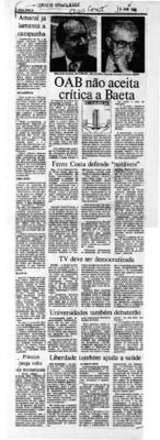 <BR>Data: 14/06/1986<BR>Fonte: Correio Braziliense, Brasília, nº 8469, 14/06/ de 1986<BR>Endereço para citar este documento: -www2.senado.leg.br/bdsf/item/id/117213->www2.senado.leg.br/bdsf/item/id/117213