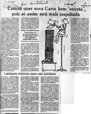 <BR>Data: 15/06/1986<BR>Fonte: O globo, Rio de Janeiro, 15/06/ de 1986<BR>Endereço para citar este documento: -www2.senado.leg.br/bdsf/item/id/117007->www2.senado.leg.br/bdsf/item/id/117007