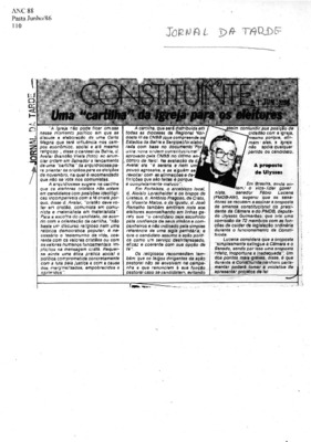 <BR>Data: 21/06/1986<BR>Fonte: Jornal da Tarde, São Paulo, nº 6307, 21/06 de 1986<BR>Endereço para citar este documento: -www2.senado.leg.br/bdsf/item/id/117346->www2.senado.leg.br/bdsf/item/id/117346