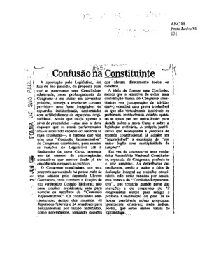 <BR>Data: 28/06/1986<BR>Fonte: Folha de São Paulo, São Paulo, p. 2, 28/06/ de 1986<BR>Endereço para citar este documento: -www2.senado.leg.br/bdsf/item/id/117263->www2.senado.leg.br/bdsf/item/id/117263