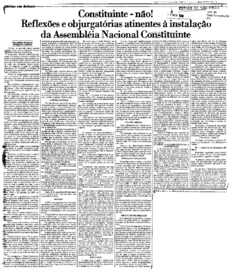 <BR>Data: 07/11/1986<BR>Fonte: O Estado de São Paulo, São Paulo, p. 24, 07/11/ de 1986<BR>Endereço para citar este documento: -www2.senado.leg.br/bdsf/item/id/117816->www2.senado.leg.br/bdsf/item/id/117816