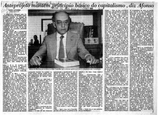 <BR>Data: 07/11/1986<BR>Fonte: Folha de São Paulo, São Paulo, 07/11/ de 1986<BR>Endereço para citar este documento: -www2.senado.leg.br/bdsf/item/id/113977->www2.senado.leg.br/bdsf/item/id/113977