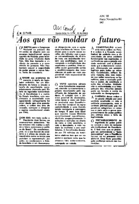 <BR>Data: 13/11/1986<BR>Fonte: O Globo, Rio de Janeiro, p. 4, 13/11/ de 1986<BR>Endereço para citar este documento: -www2.senado.leg.br/bdsf/item/id/117826->www2.senado.leg.br/bdsf/item/id/117826