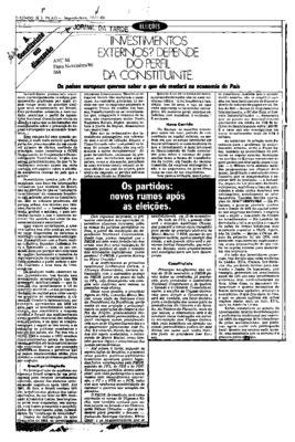 <BR>Data: 17/11/1986<BR>Fonte: Jornal da Tarde, São Paulo, nº 6434, p. 15, 17/11 de 1986<BR>Endereço para citar este documento: -www2.senado.leg.br/bdsf/item/id/117614->www2.senado.leg.br/bdsf/item/id/117614