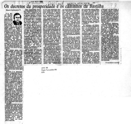 <BR>Data: 18/11/1986<BR>Fonte: Gazeta Mercantil, São Paulo, p. 4, 18/11/ de 1986<BR>Endereço para citar este documento: -www2.senado.leg.br/bdsf/item/id/117531->www2.senado.leg.br/bdsf/item/id/117531