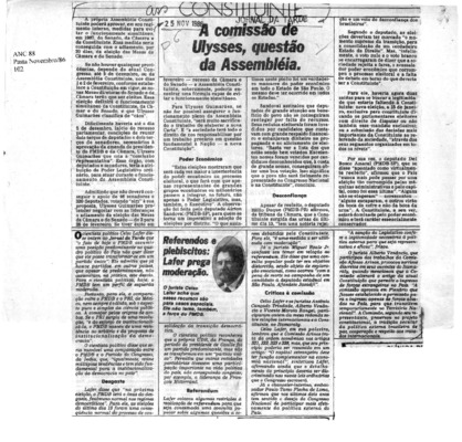 <BR>Data: 25/11/1986<BR>Fonte: Jornal da Tarde, São Paulo, nº 6441, p. 6, 25/11 de 1986<BR>Endereço para citar este documento: -www2.senado.leg.br/bdsf/item/id/117665->www2.senado.leg.br/bdsf/item/id/117665