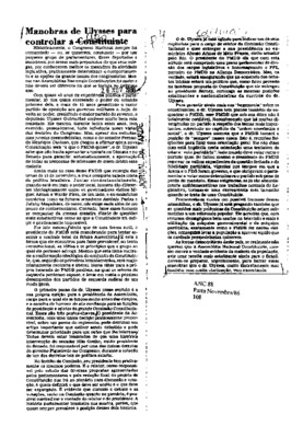 <BR>Data: 26/11/1986<BR>Fonte: Jornal da Tarde, São Paulo, nº 6442, p. 4, 26/11 de 1986<BR>Endereço para citar este documento: -www2.senado.leg.br/bdsf/item/id/117667->www2.senado.leg.br/bdsf/item/id/117667