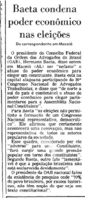 <BR>Data: 04/10/1986<BR>Fonte: Folha de São Paulo, São Paulo, p. 4, 04/10/ de 1986<BR>Endereço para citar este documento: -www2.senado.leg.br/bdsf/item/id/117708->www2.senado.leg.br/bdsf/item/id/117708