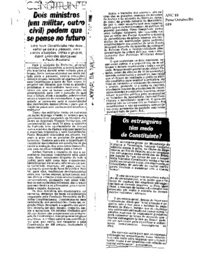 <BR>Data: 07/10/1986<BR>Fonte: Jornal da Tarde, São Paulo, nº 6399, p. 9, 07/10 de 1986<BR>Endereço para citar este documento: -www2.senado.leg.br/bdsf/item/id/117769->www2.senado.leg.br/bdsf/item/id/117769