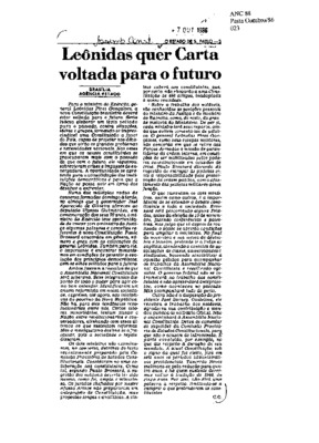 <BR>Data: 07/10/1986<BR>Fonte: O Estado de São Paulo, São Paulo, p. 3, 07/10/ de 1986<BR>Endereço para citar este documento: -www2.senado.leg.br/bdsf/item/id/117411->www2.senado.leg.br/bdsf/item/id/117411