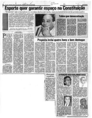 <BR>Data: 26/10/1986<BR>Fonte: Correio Braziliense, Brasília, nº 8603, p. 24, 26/10/ de 1986<BR>Endereço para citar este documento: ->www2.senado.leg.br/bdsf/item/id/117759