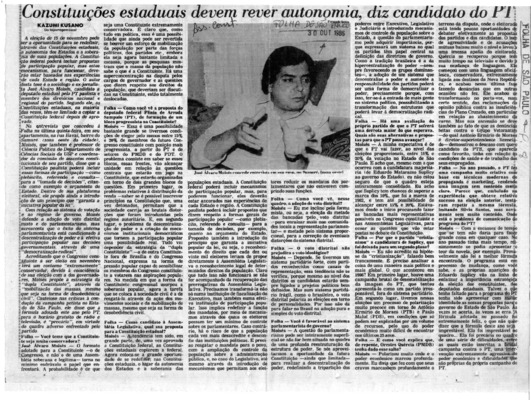 <BR>Data: 30/10/1986<BR>Fonte: Folha de São Paulo, São Paulo, p. 8, 30/10/ de 1986<BR>Endereço para citar este documento: -www2.senado.leg.br/bdsf/item/id/117767->www2.senado.leg.br/bdsf/item/id/117767