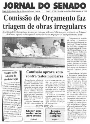 <BR>Data: 20/10/1995<BR>Responsabilidade: Senado Federal, Secretaria de Comunicação Social<BR>Endereço para citar este documento: ->www2.senado.leg.br/bdsf/item/id/497087