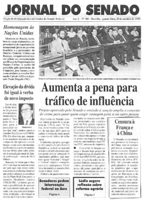 <BR>Data: 25/10/1995<BR>Responsabilidade: Senado Federal, Secretaria de Comunicação Social<BR>Endereço para citar este documento: ->www2.senado.leg.br/bdsf/item/id/497090