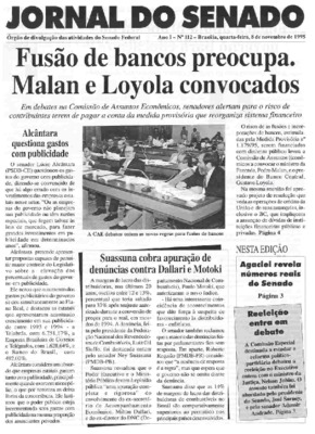 <BR>Data: 08/11/1995<BR>Responsabilidade: Senado Federal, Secretaria de Comunicação Social<BR>Endereço para citar este documento: ->www2.senado.leg.br/bdsf/item/id/497099