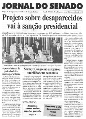 <BR>Data: 10/11/1995<BR>Responsabilidade: Senado Federal, Secretaria de Comunicação Social<BR>Endereço para citar este documento: ->www2.senado.leg.br/bdsf/item/id/497101