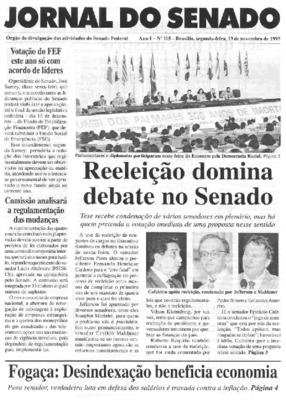 <BR>Data: 13/11/1995<BR>Responsabilidade: Senado Federal, Secretaria de Comunicação Social<BR>Endereço para citar este documento: ->www2.senado.leg.br/bdsf/item/id/497102